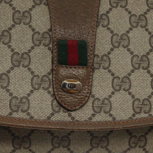 GUCCI GG Supreme Web Sherry Line Clutch Bag PVC Beige Red 89 01 031 Auth 123291 - Picture 13 of 16